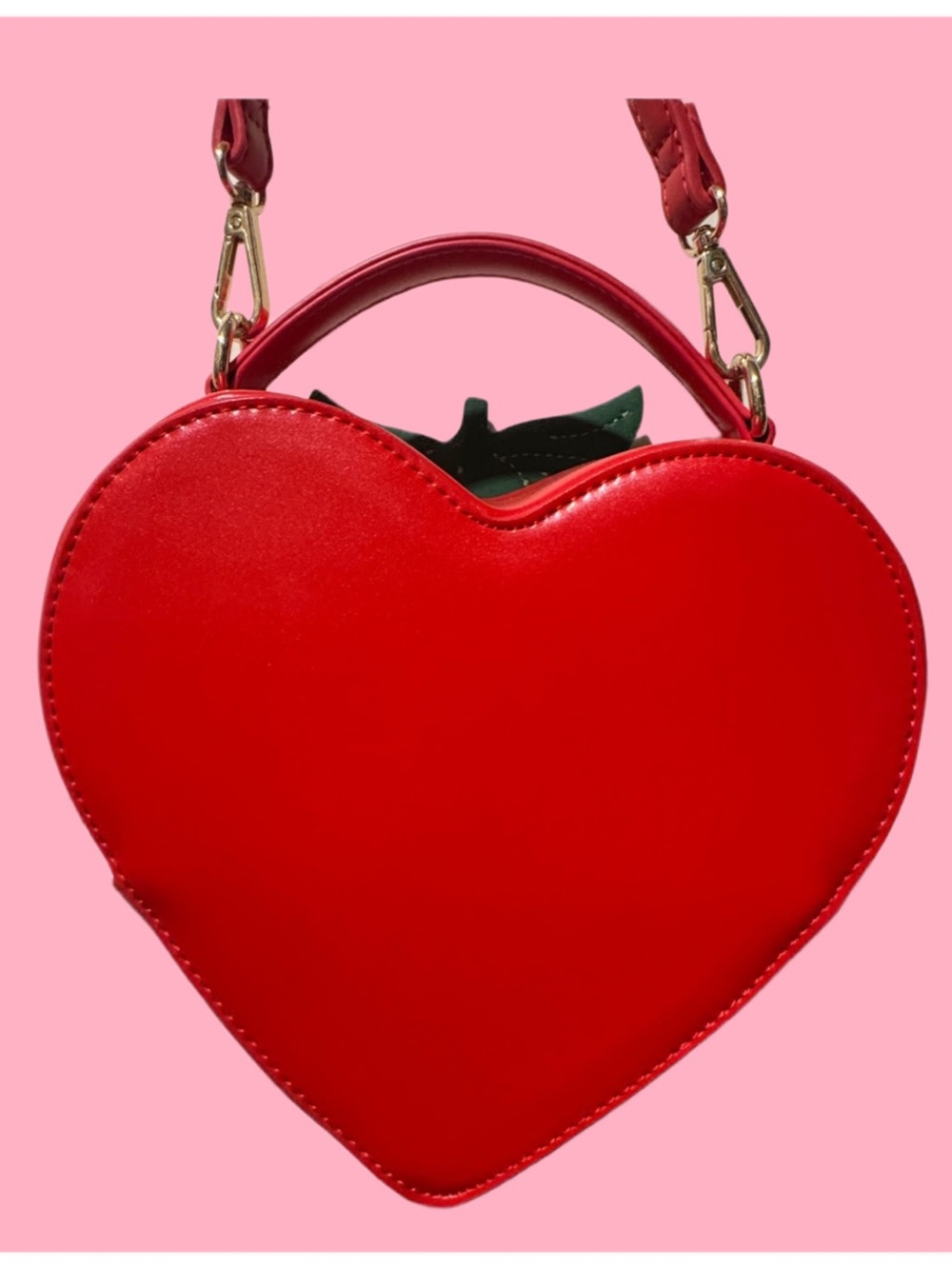 ALDO Red Strawberry-Shaped Crossbody with Green Leaf Accent - Picture 4 of 4